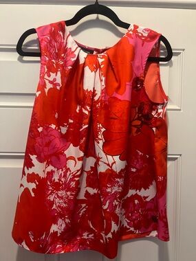 Jones New York Red & Pink Floral Sleeveless Top